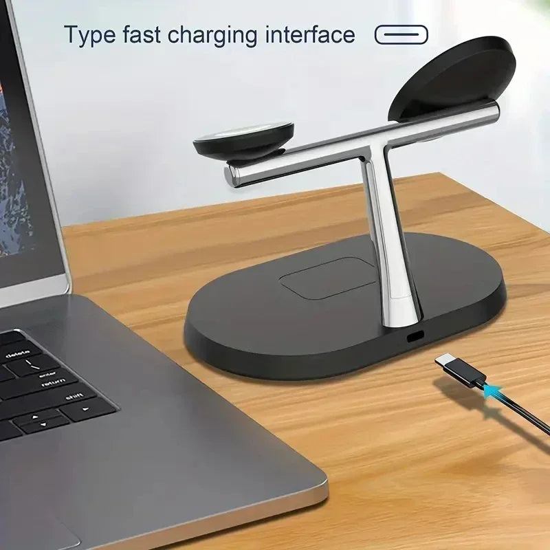 3-in-1 Magnetic Wireless Charger Stand | Fast Charging for iPhone 15/14/13/12 Pro Max, Apple Watch 9/8/7 & AirPods Pro!