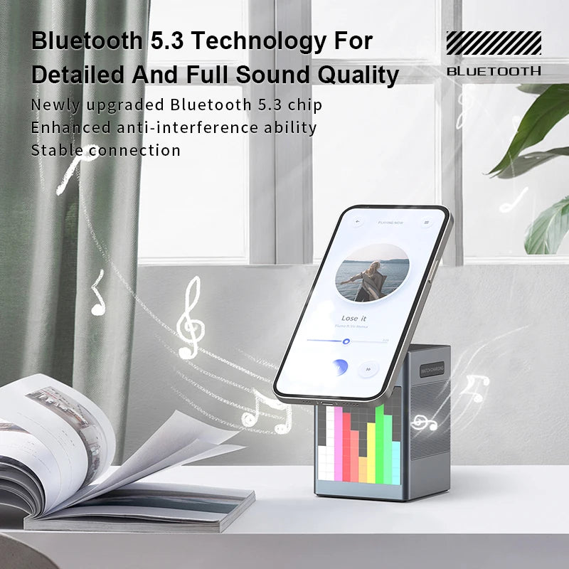 6-in-1 Magnetic Wireless Charger with Speaker & Alarm Clock